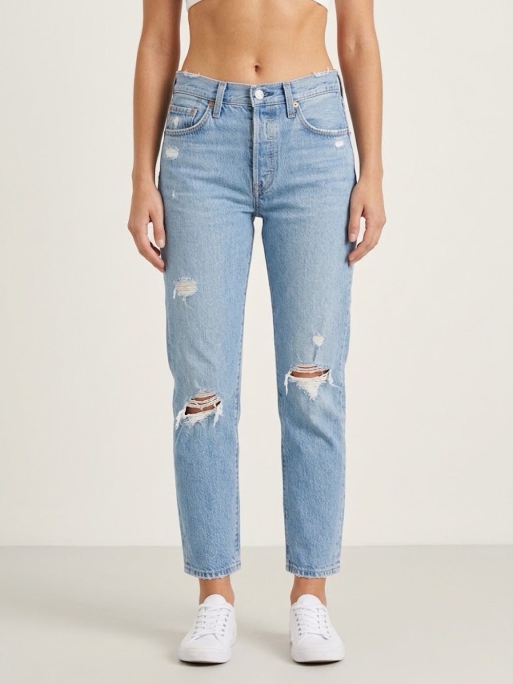 Levi's Women 501 Original Cropped Cotton High Rise Jeans 28 Straight Leg Classic